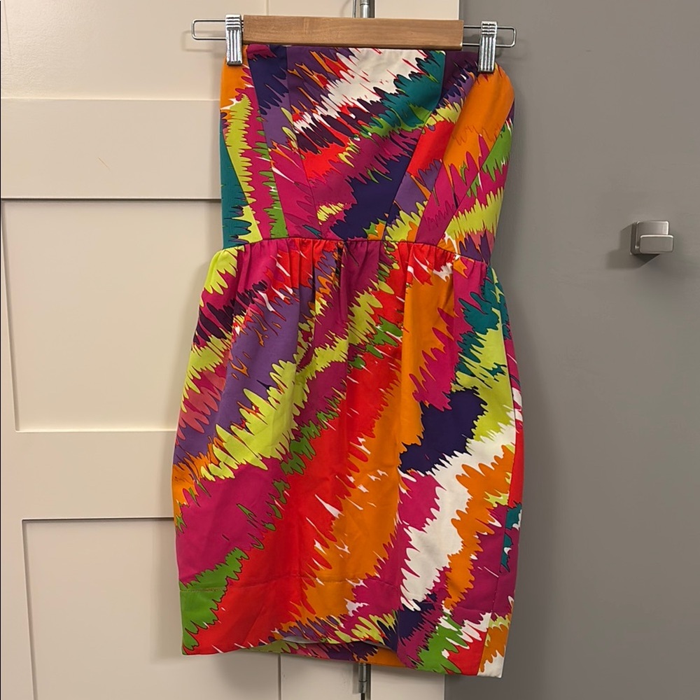 Shoshanna 2 strapless vibrant watercolor cocktail dress